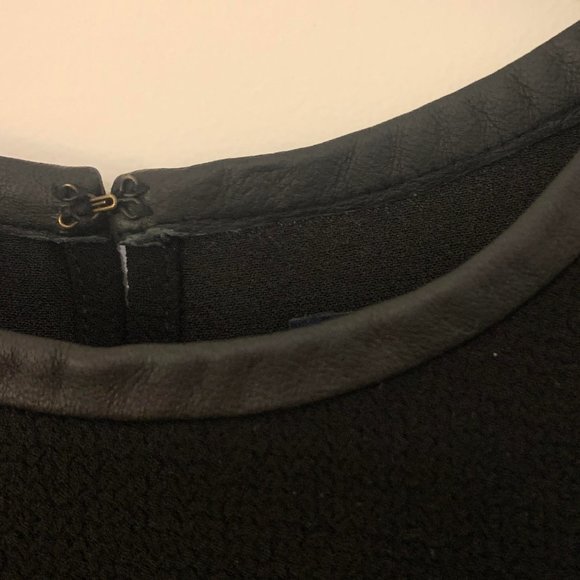 Madewell Hi-Lo Black Top w/ Faux Leather Collar - Picture 4 of 5